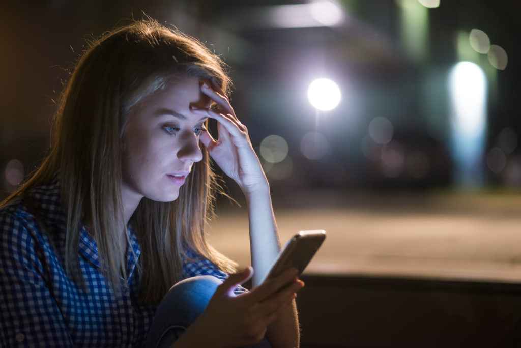 Woman Texting Late at Night